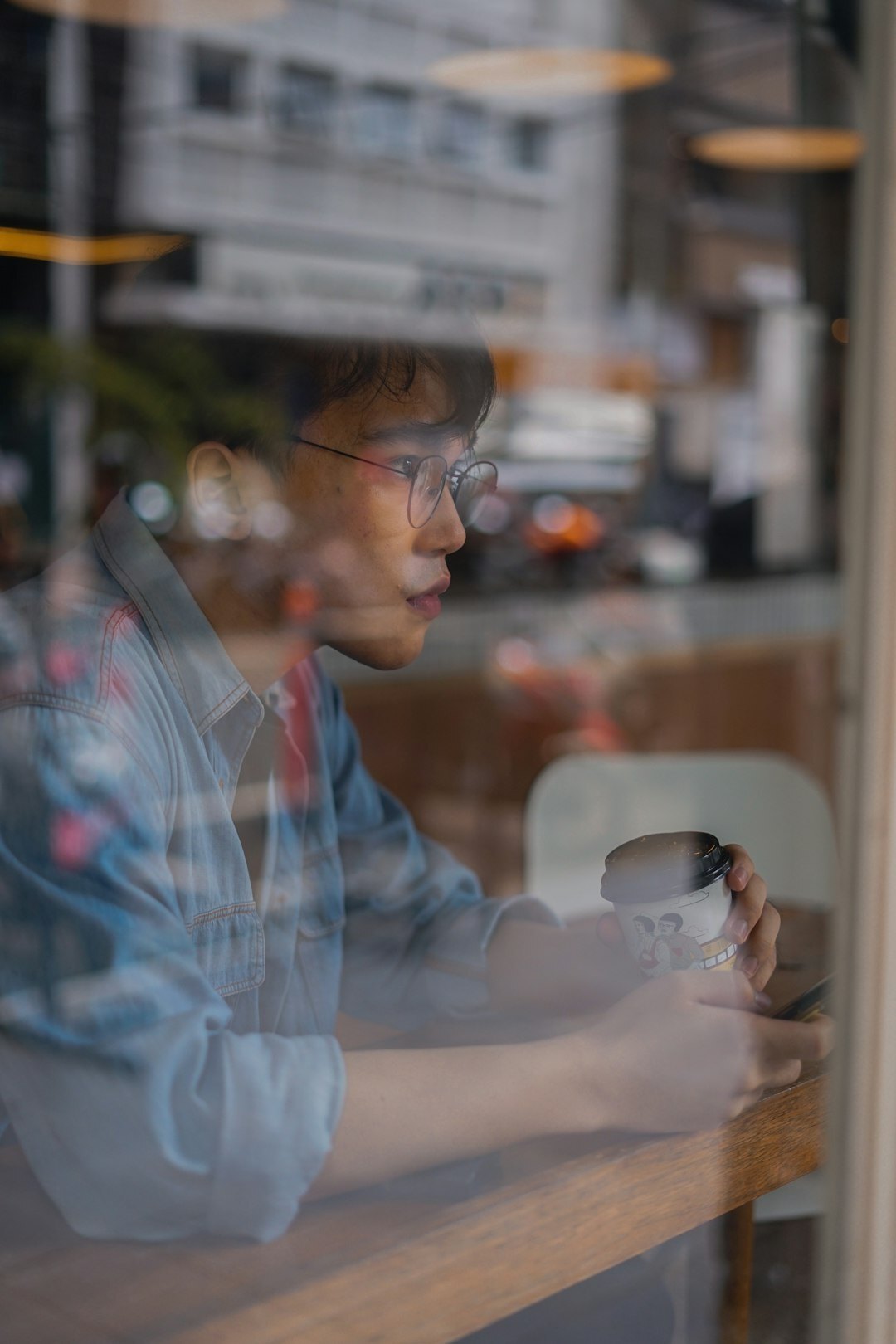 young man in cafe
